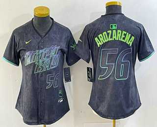 Women%27s Tampa Bay Rays #56 Randy Arozarena Number Charcoal 2024 City Connect Limited Stitched Jersey